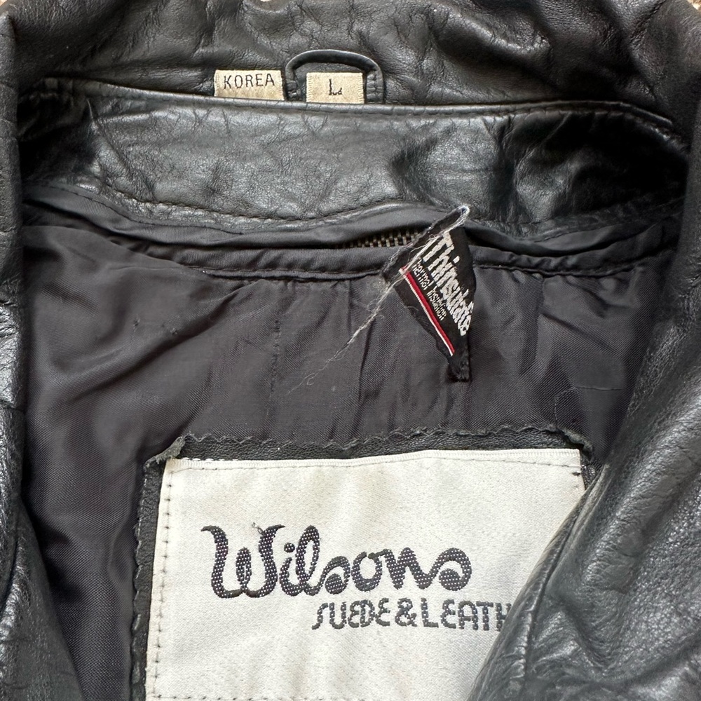 Wilsons Leather Jacket Motorcycle Bomber THINSULATE Large Men’s Vintage - Picture 3 of 16